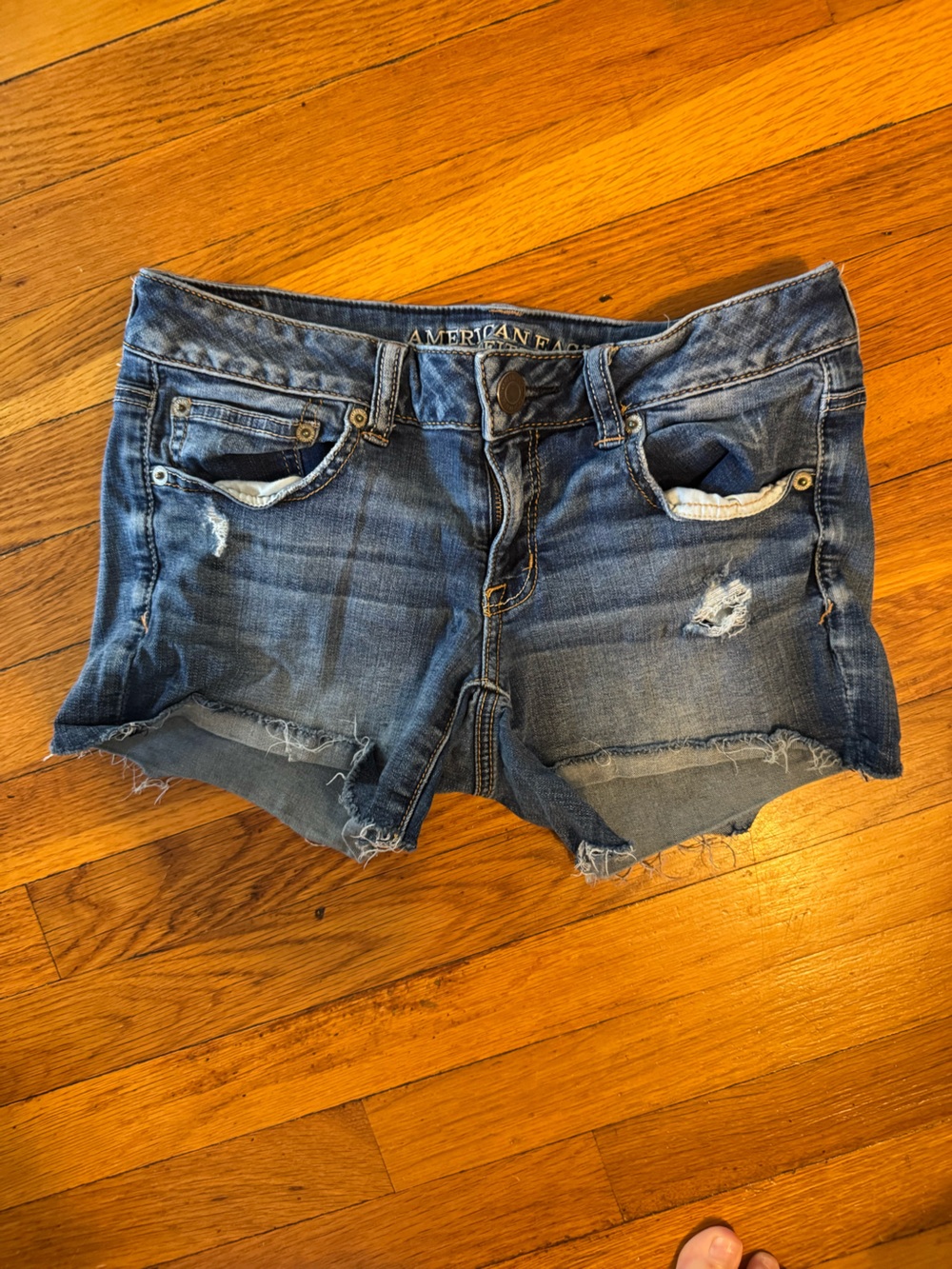 American Eagle Outfitters Distressed Blue Denim Jean Shorts